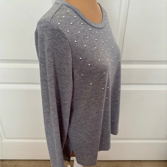 Michael Michael Kors Gray Embellished Long Sleeve Top Women’s Size Large Elegant - Picture 5 of 10